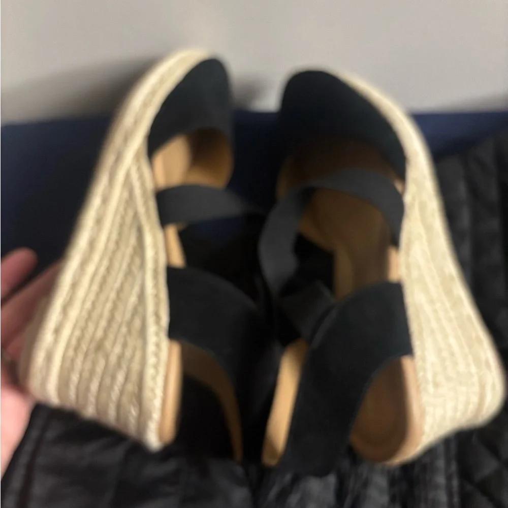 Easy Spirit Black Espadrille Wedge Sandals